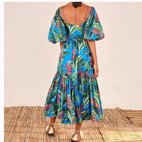 ⭐️ FARM Rio Dream Garden Midi Dress Puff Sleeve⭐️sz xs - Picture 3 of 7